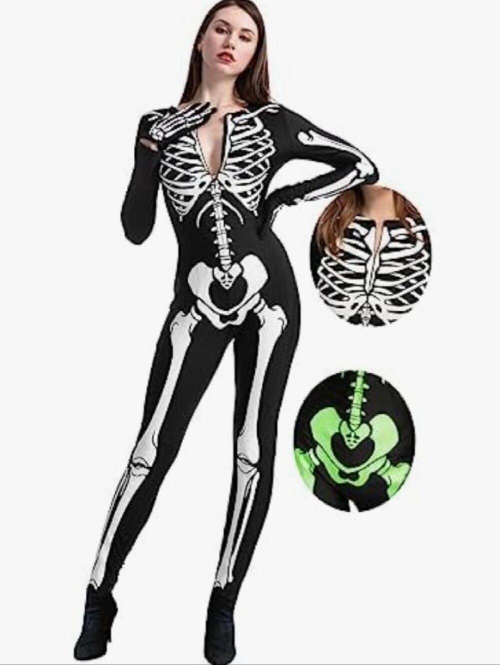 Women's Glow In The Dark Skeleton Jumpsuit
